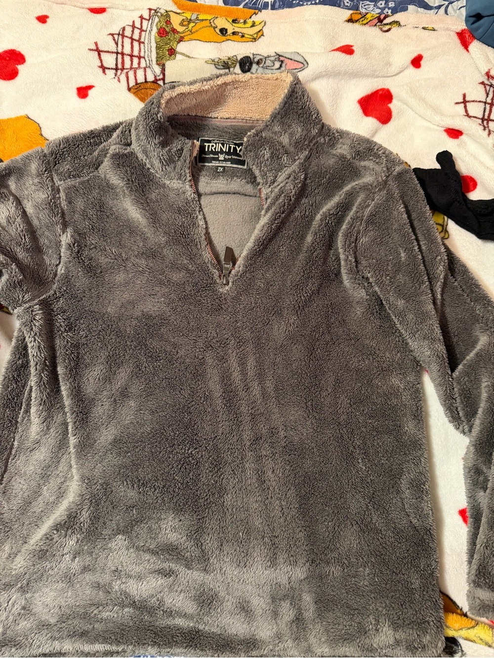 Trinity Gray Plush Half-Zip Cowl Pullover